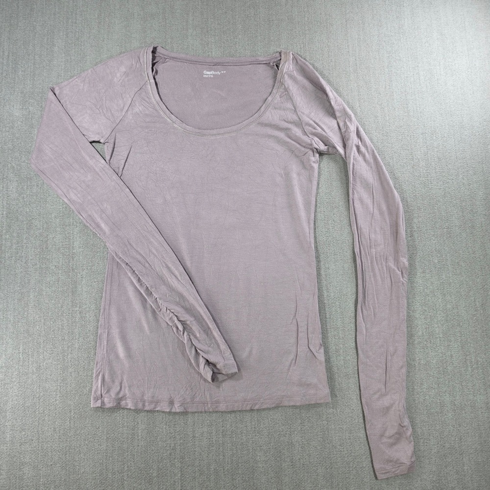 GapBody Long Sleeve Top Womens Small Purple Modal Blend Scoop Neck Slim Fit